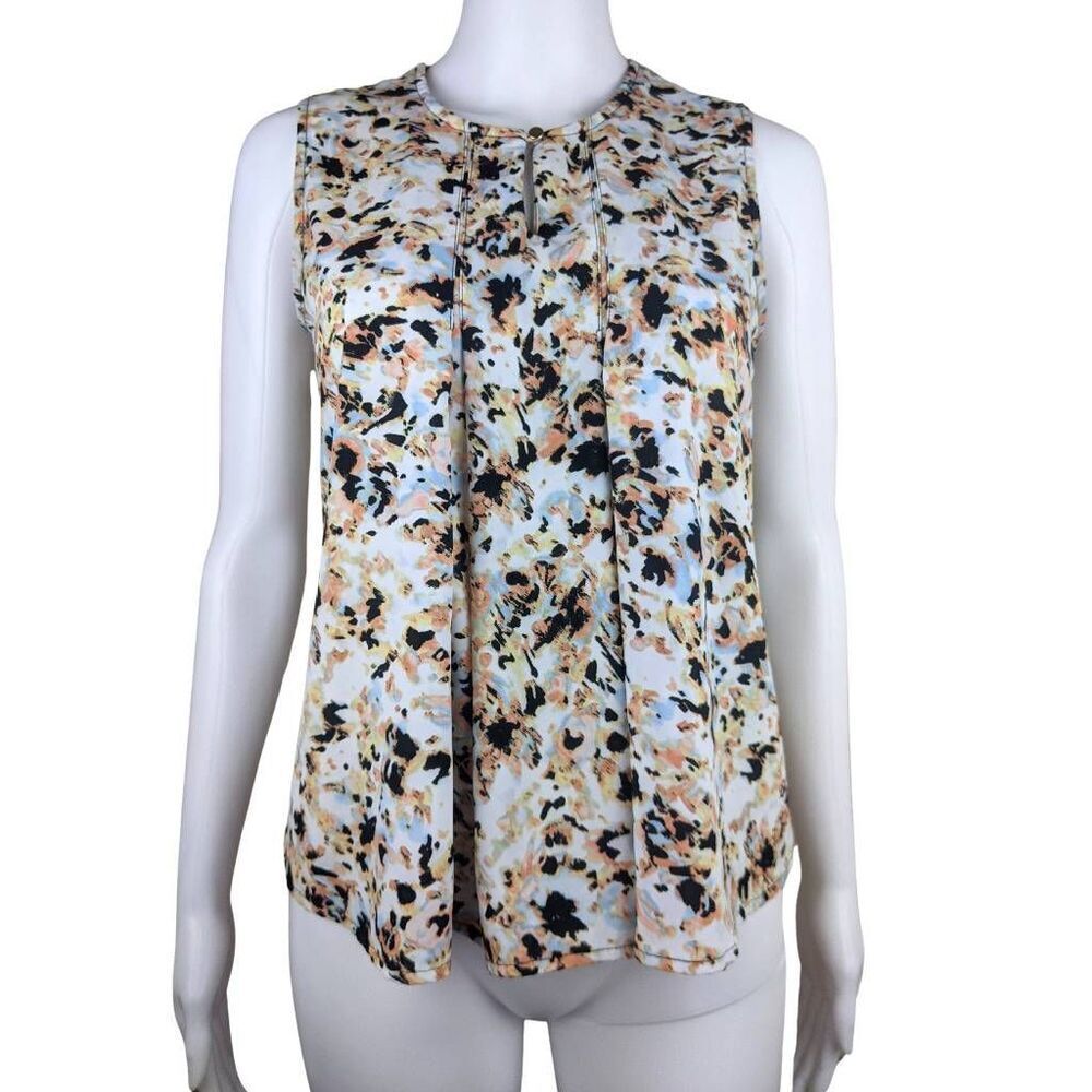 Calvin Klein Extra Small Colorful Multicolor Abstract Sleeveless Summer Blouse
